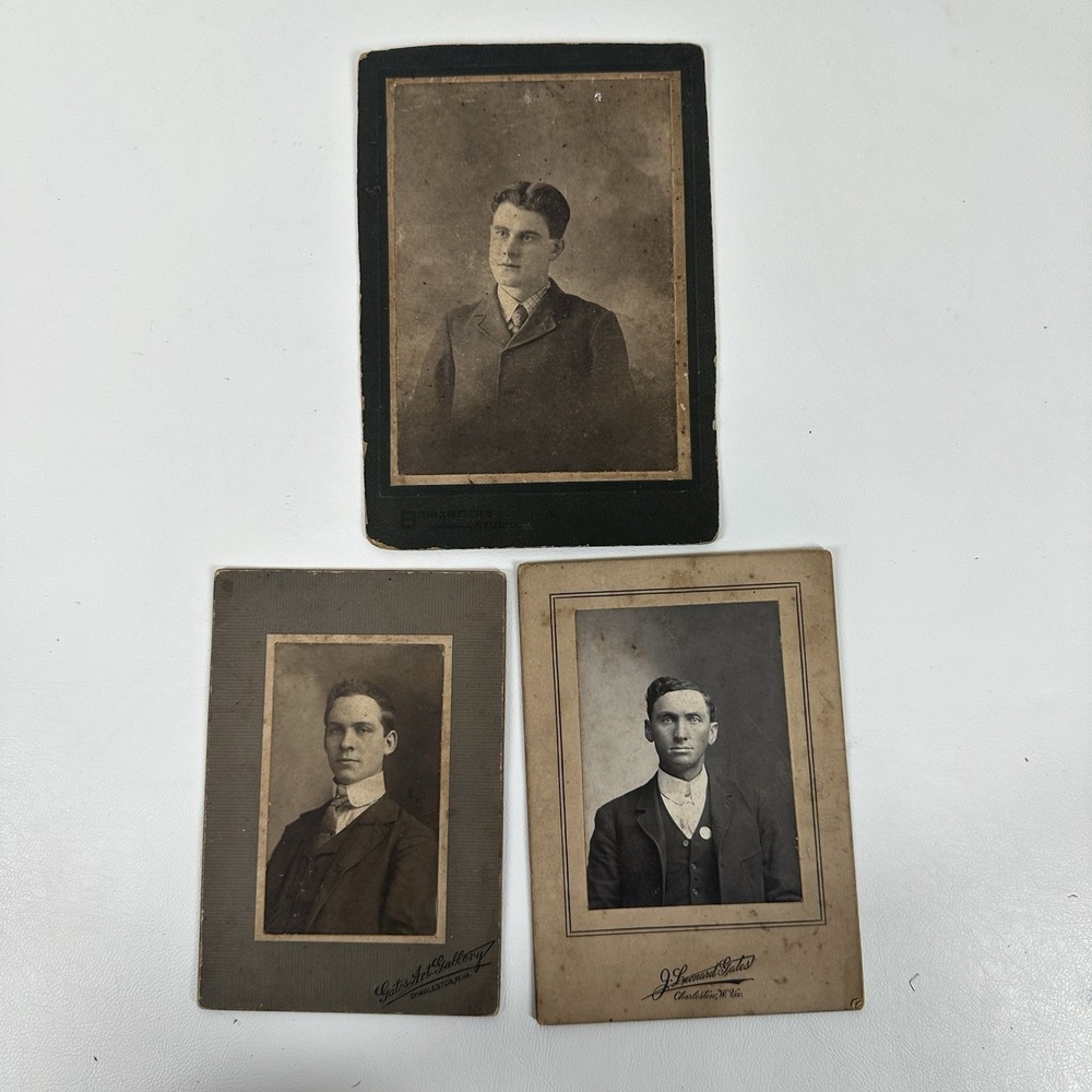 Vintage Real Photo Of Man in Tie Early 1900s Portrait WV West Virginia Lot Of 3
